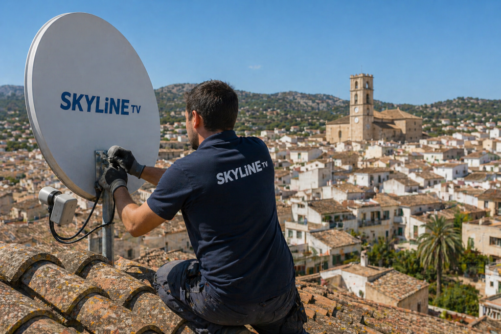 Engineer performing UK satellite installations Teulada